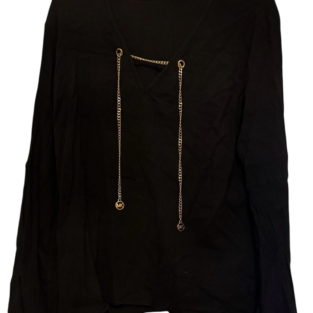 Elegant Black Michael Kors Chain-Detail Women's Top